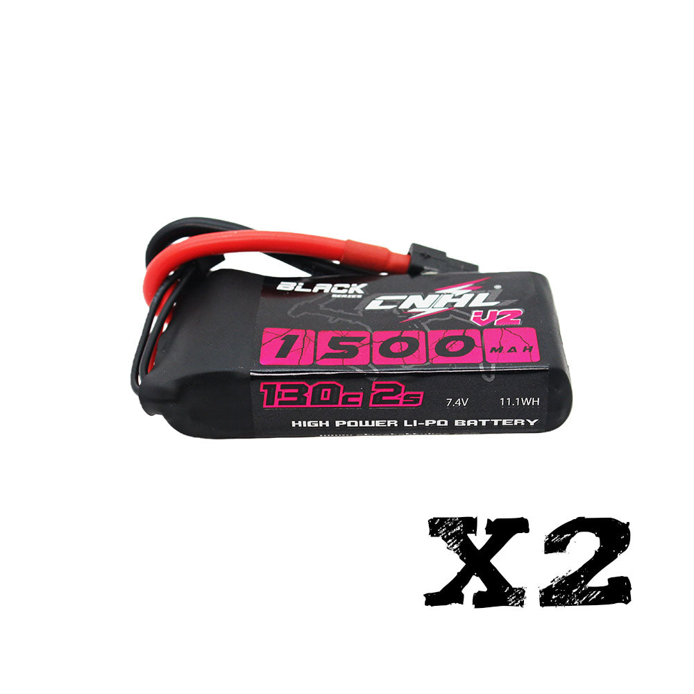 Аккумулятор 2 Packs CNHL Black Series 1500mAh 7.4V 2S 130C with XT60 Plug для FPV дрона