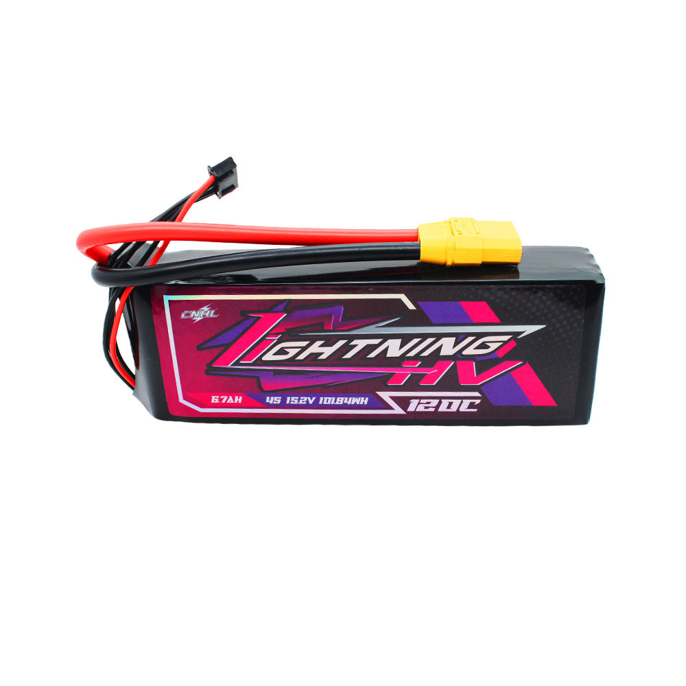 Аккумулятор CNHL Lightning LiHV 6700mAh 15.2V 4S 120C HV with XT90 Plug для FPV дрона