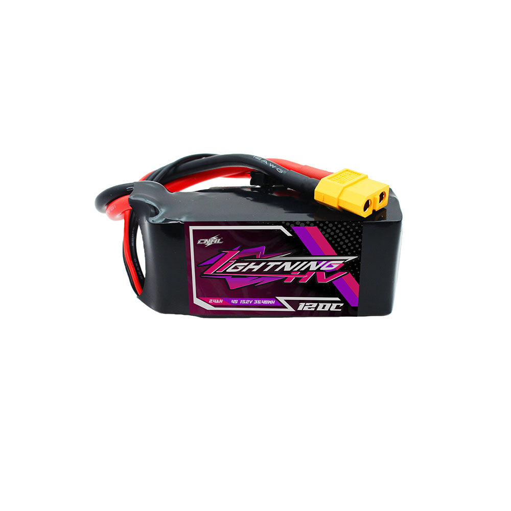 Аккумулятор CNHL Lightning LiHV 2400mAh 15.2V 4S 120C HV Shorty with XT60 Plug для FPV дрона