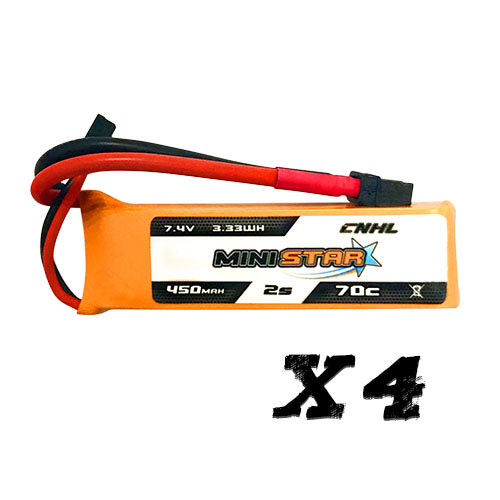 Аккумулятор [Combo] 4 Packs CNHL ministar 450mAh 7.4v 2s 70c with XT30U - UK Warehouse для FPV дрона