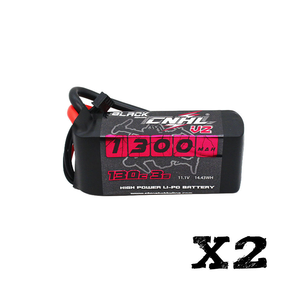 Аккумулятор 2 Packs CNHL Black Series V2.0 1300mAh 11.1V 3S 130C with XT60 Plug для FPV дрона