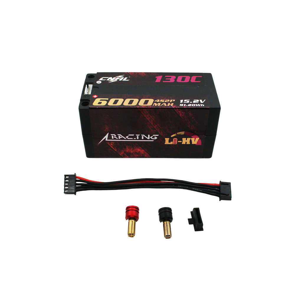 Аккумулятор CNHL Racing Series 6000mAh 15.2V 4S 130C LiHV Shorty Hardcase with 1 Pair of 5mm Heatsink Bullet Plug Grips для FPV дрона